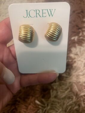 J.Crew Ribbed Dome Clip-On Earrings in Gold